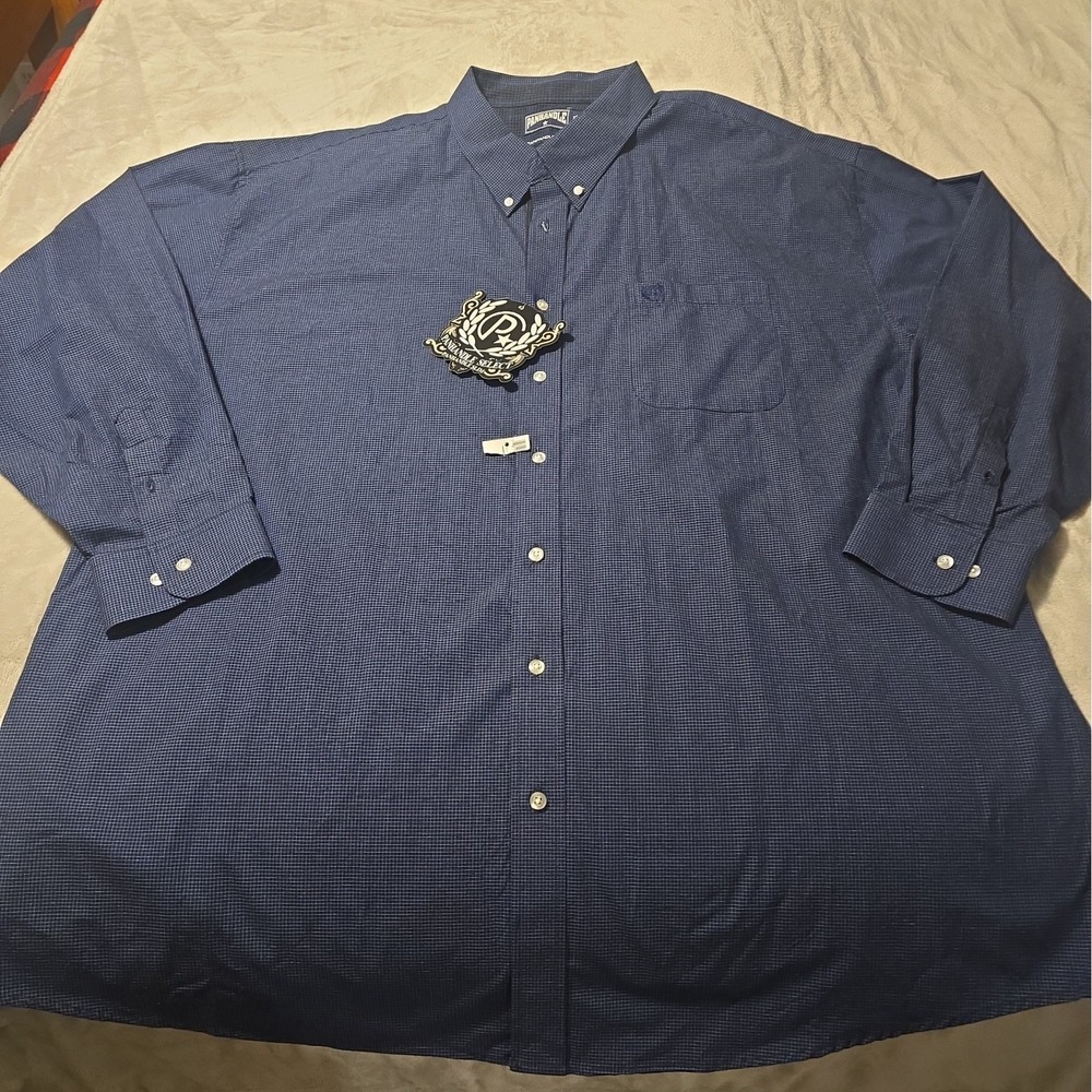 Panhandle Slim Mens Long Sleeve Western Button Up Shirt Navy XXL 36D1272